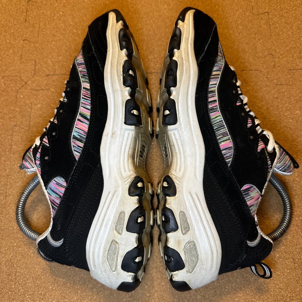 Skechers D'Lites Sneakers Womens 7.5 Black Multi Color Stripe Leather 11978 BKMT - Picture 5 of 11